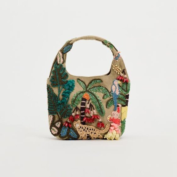 Zara Handbags - ZARA BEADED MINI BUCKET BAG